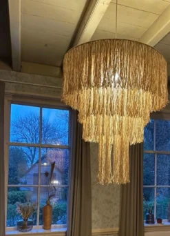 XXL Macramehanglamp XXL Kroonluchter touw naturel 90 cm