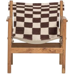 Zano fauteuil hout bruin met kelim zitting naturel