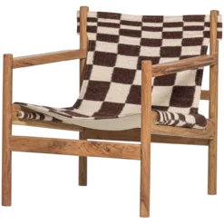 Zano fauteuil hout bruin met kelim zitting naturel