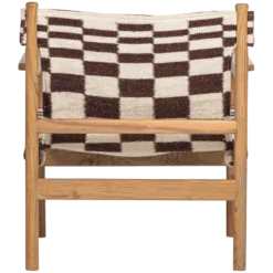 Zano fauteuil hout bruin met kelim zitting naturel