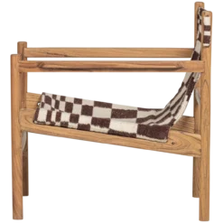 Zano fauteuil hout bruin met kelim zitting naturel