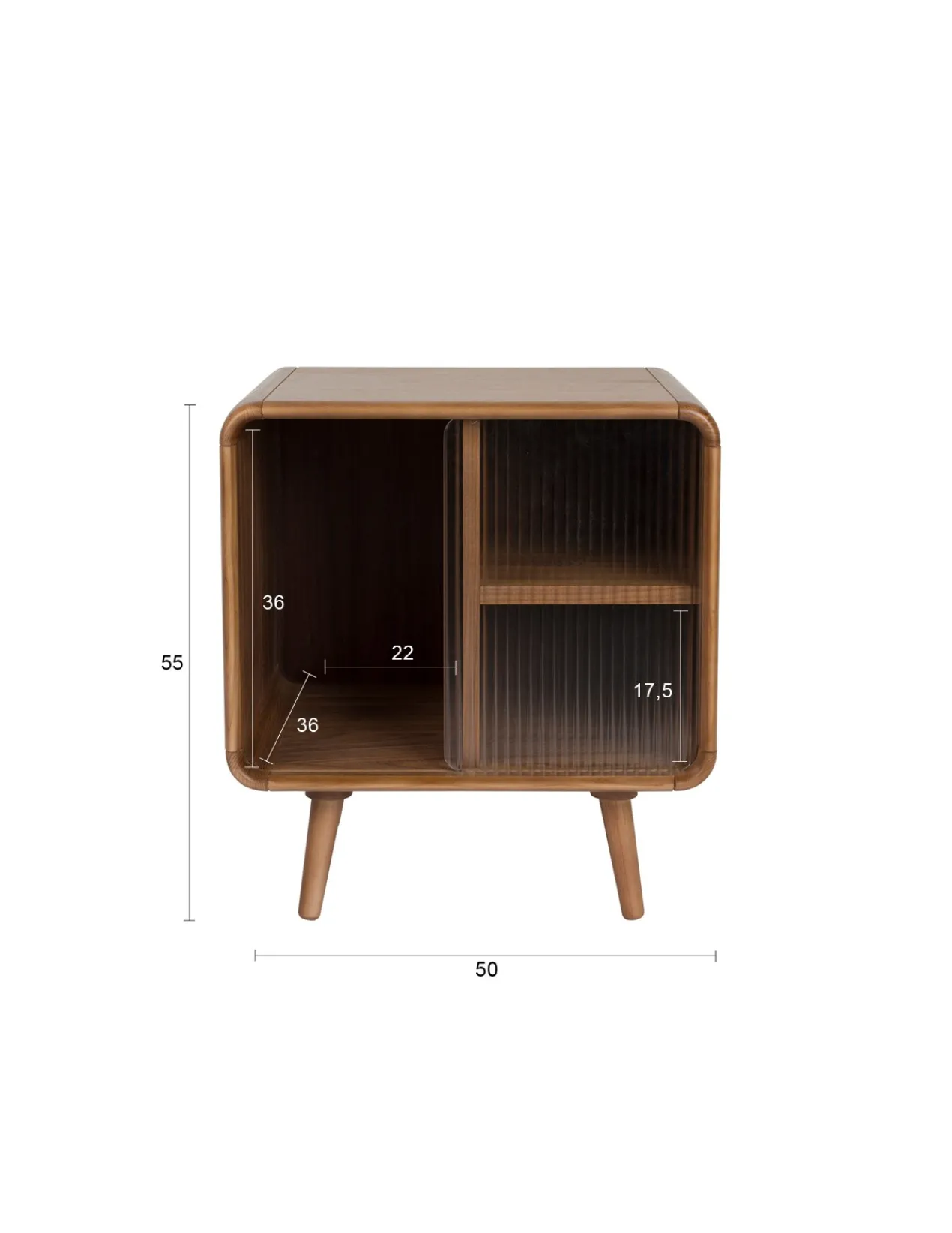 Zij tafel / bed standaard rise notenhout