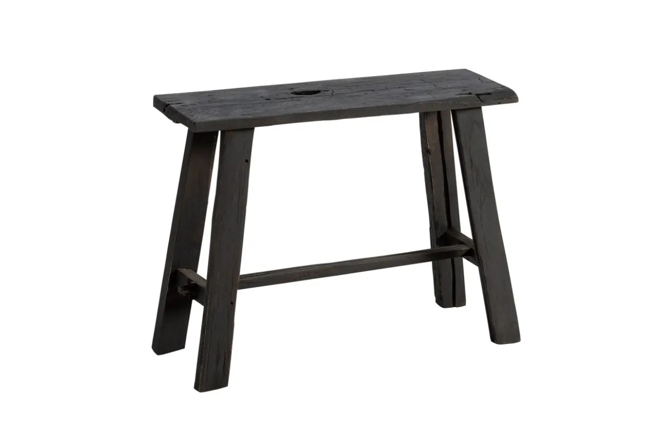 zit bankje oud teak zwart 60 cm
