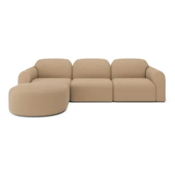 3-zitsbank Bulky met hocker rond - light sepia