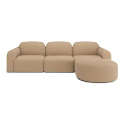 3-zitsbank Bulky met hocker rond - light sepia
