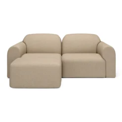 2-zitsbank Bulky met hocker rond almond