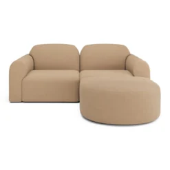 2-zitsbank Bulky met hocker rond light sepia