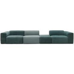 4-zitsbank Oscar met hocker ocean blue