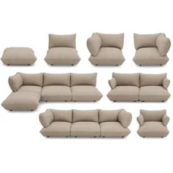 3-zitsbank Sumo boucle grecycled brown melange