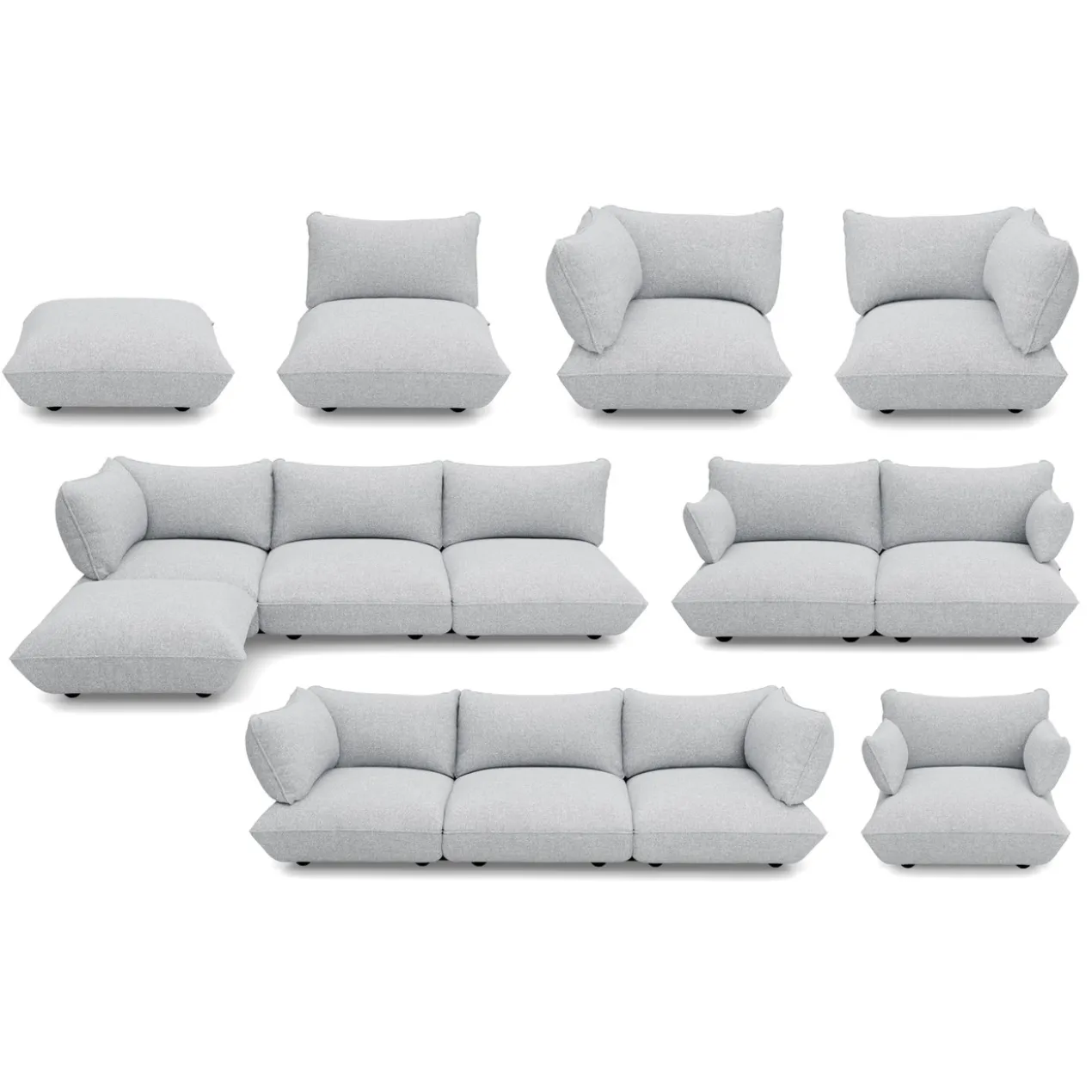 3-zitsbank Sumo boucle grecycled grey melange