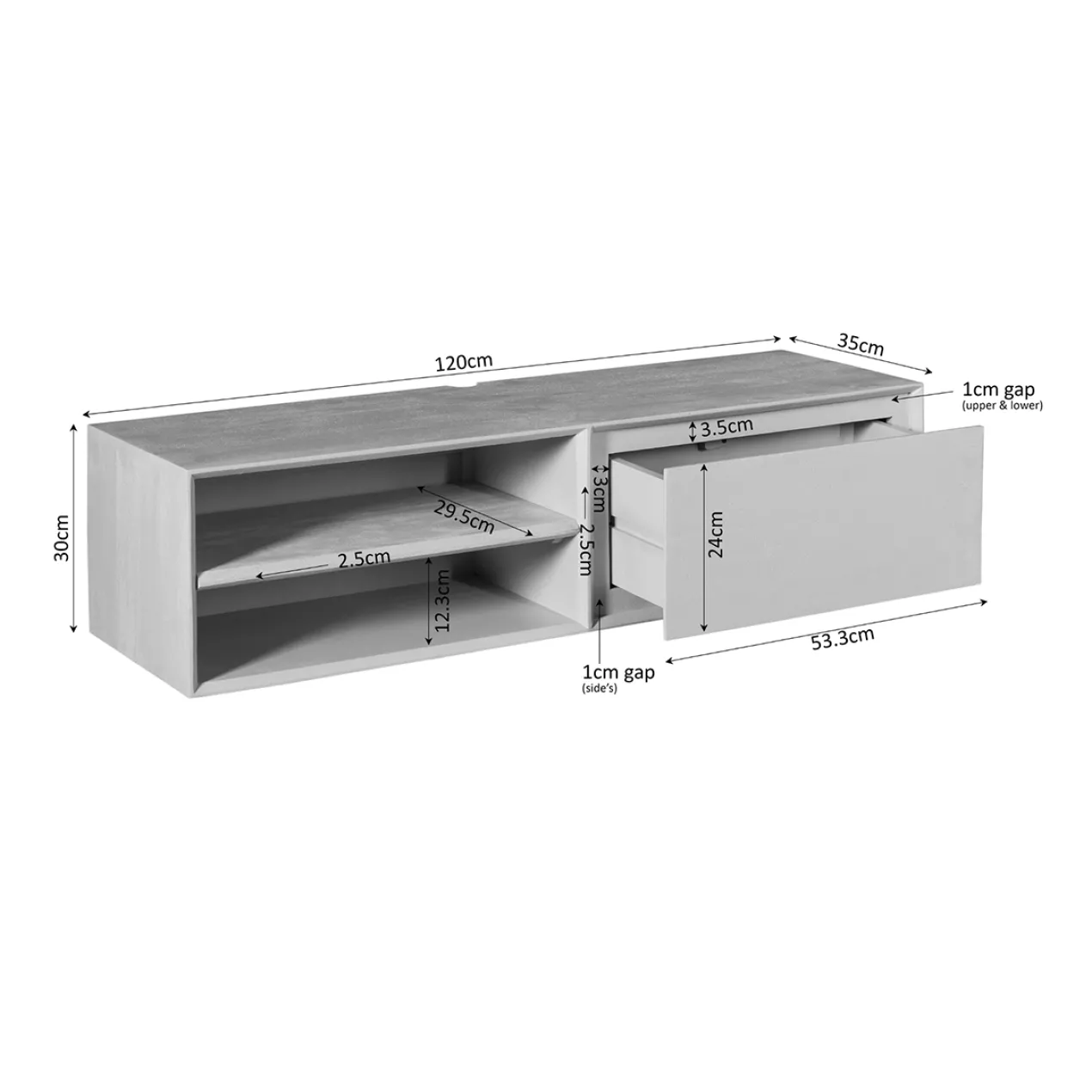 Zwevend Tv-meubel Ambi Witzand 120 cm